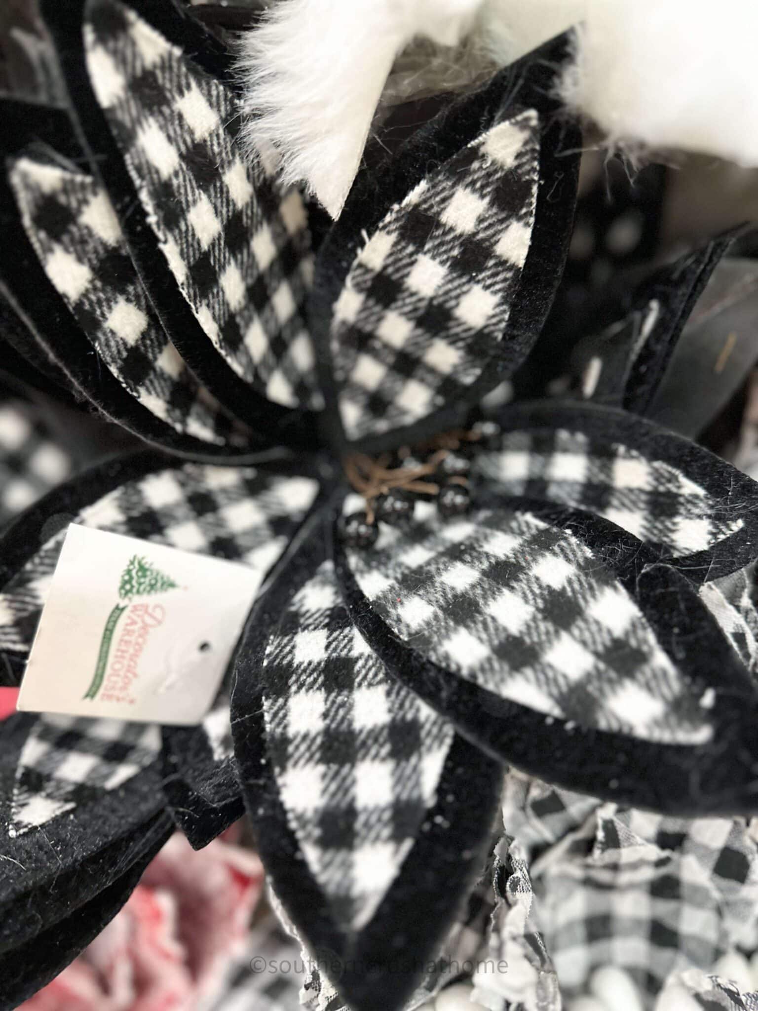 black and white buffalo plaid poinsettia