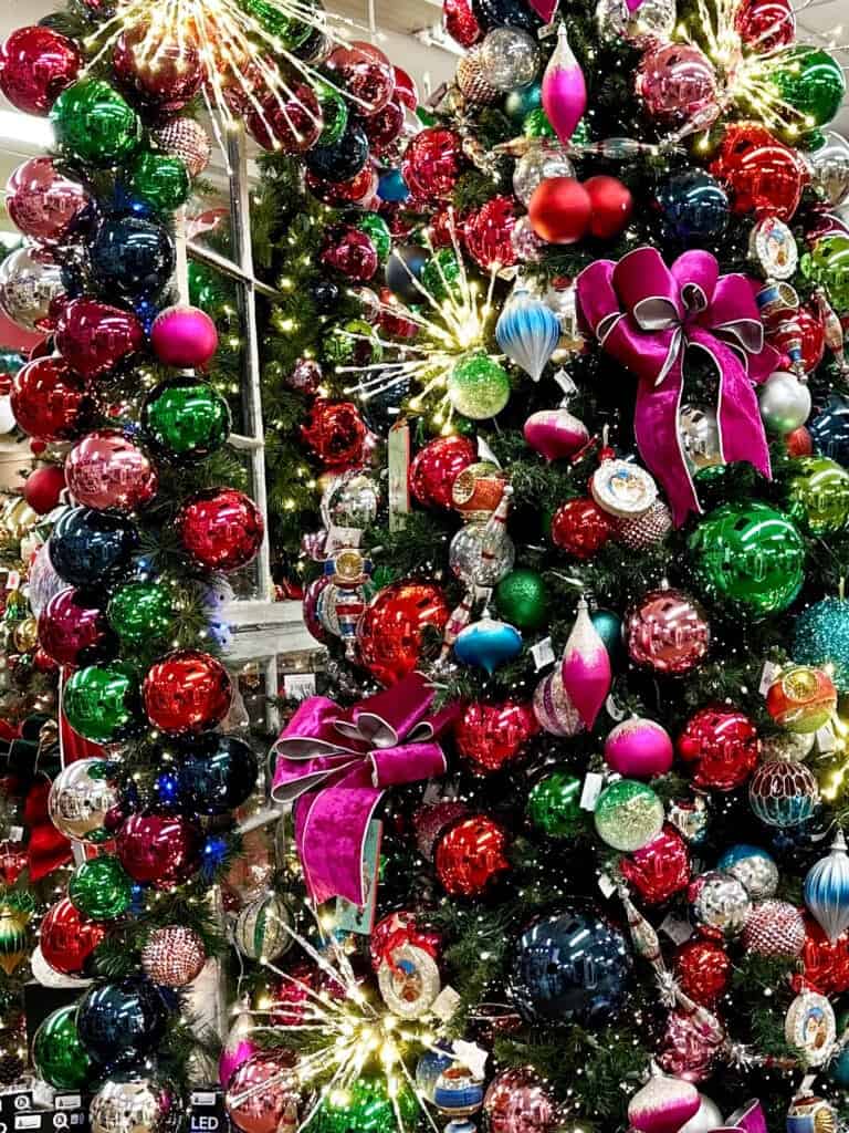 up close jewel tone christmas trees