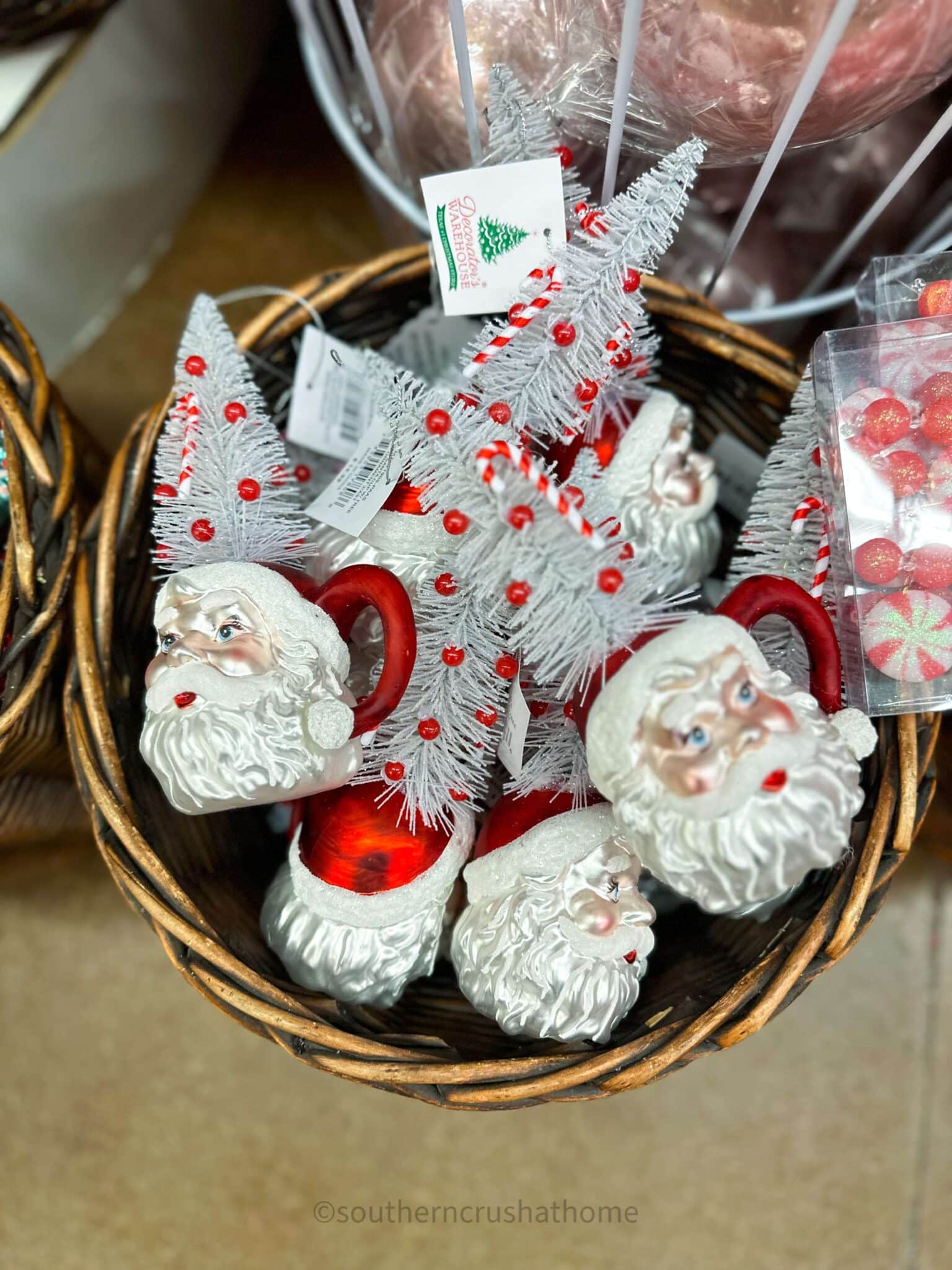 red santa mug ornaments