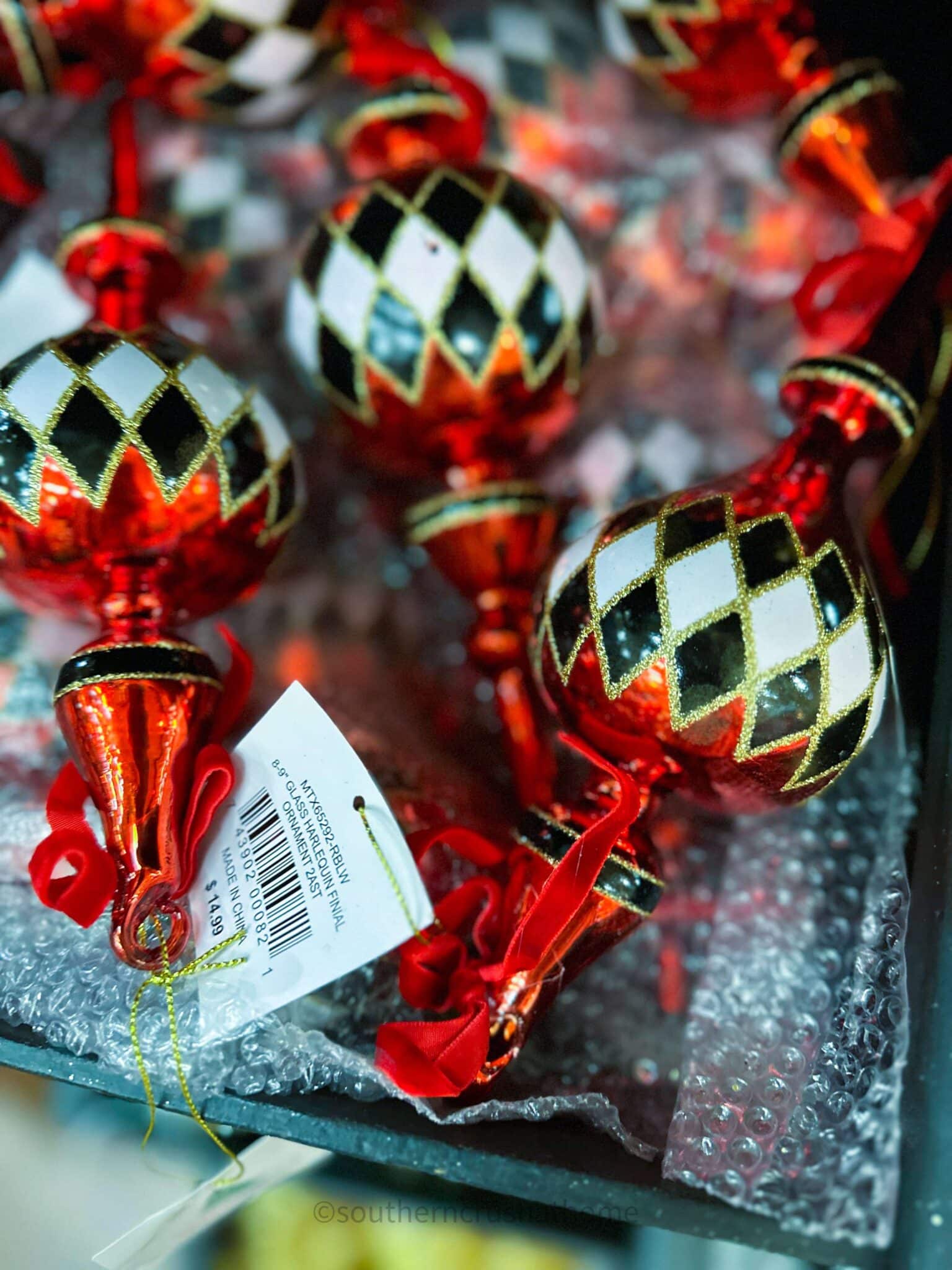 red white and black ornaments