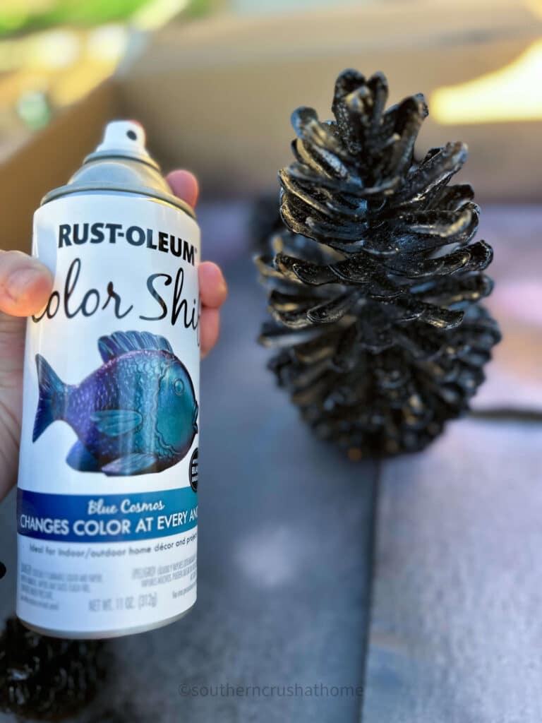 spray paint and pine cone