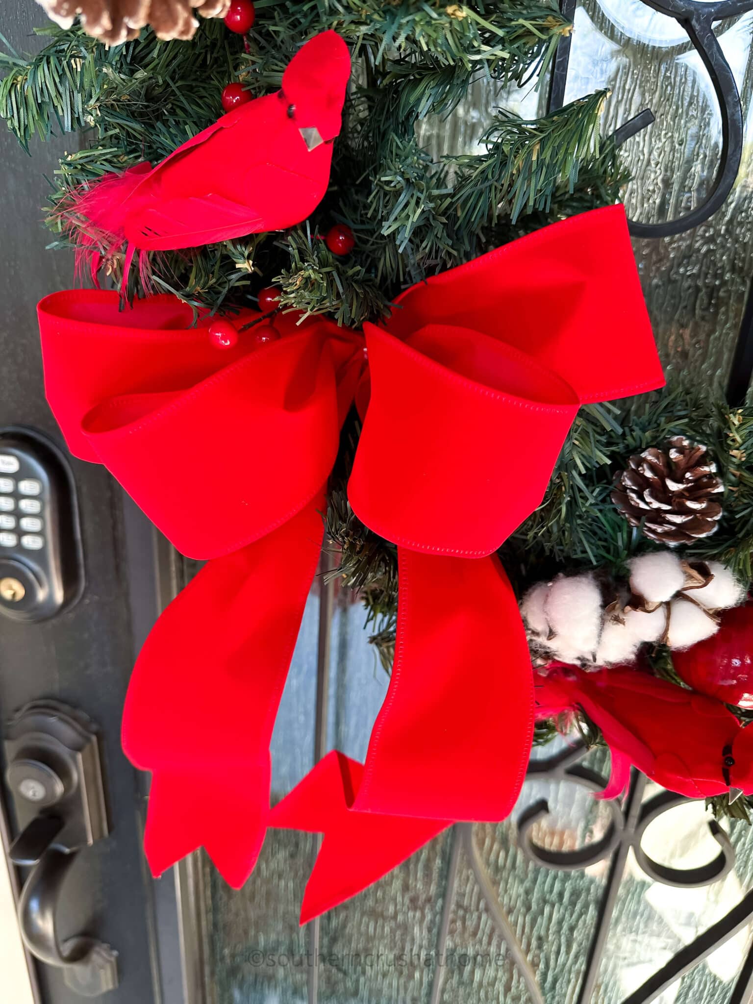 red velvet wreath bow