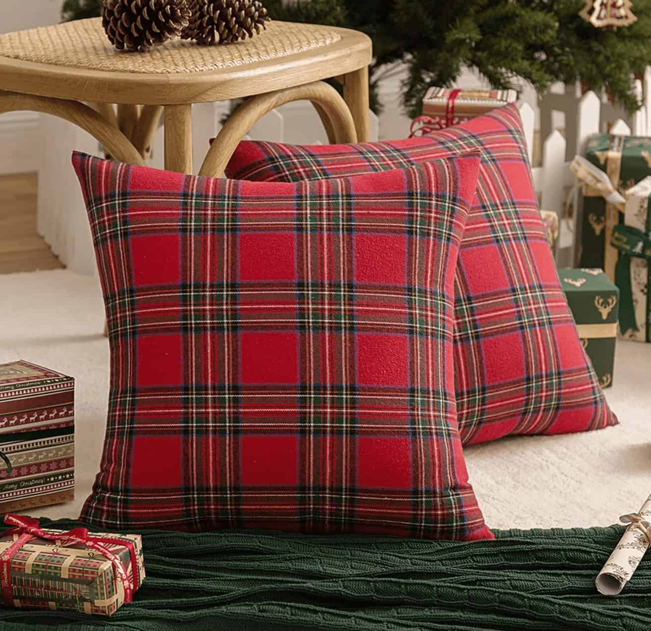 Christmas plaid pillows