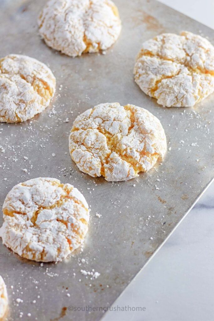 up close of lemon cool whip cookies baked