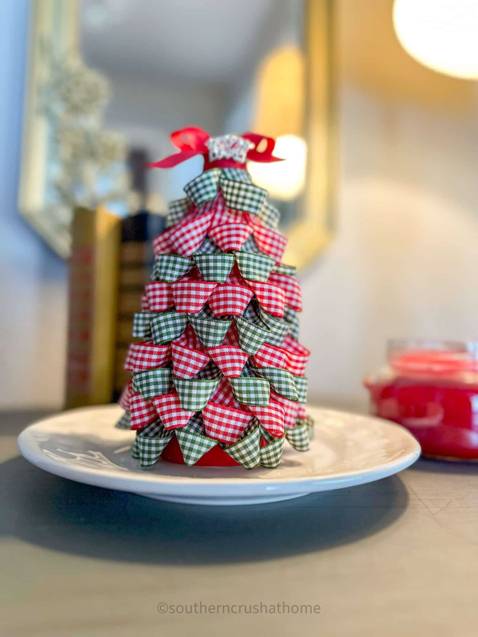 upward view of Ribbon Christmas Tree