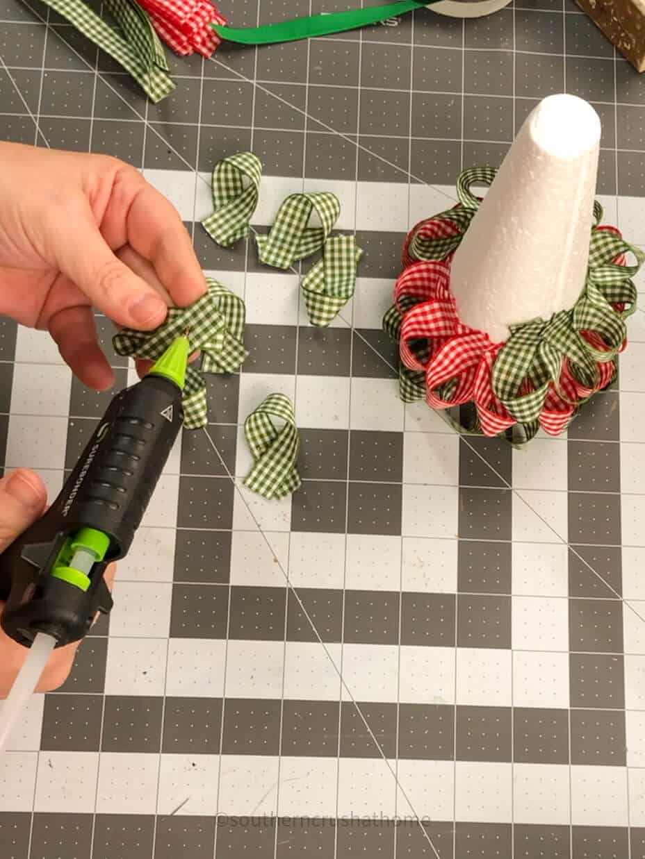 hot gluing ribbon