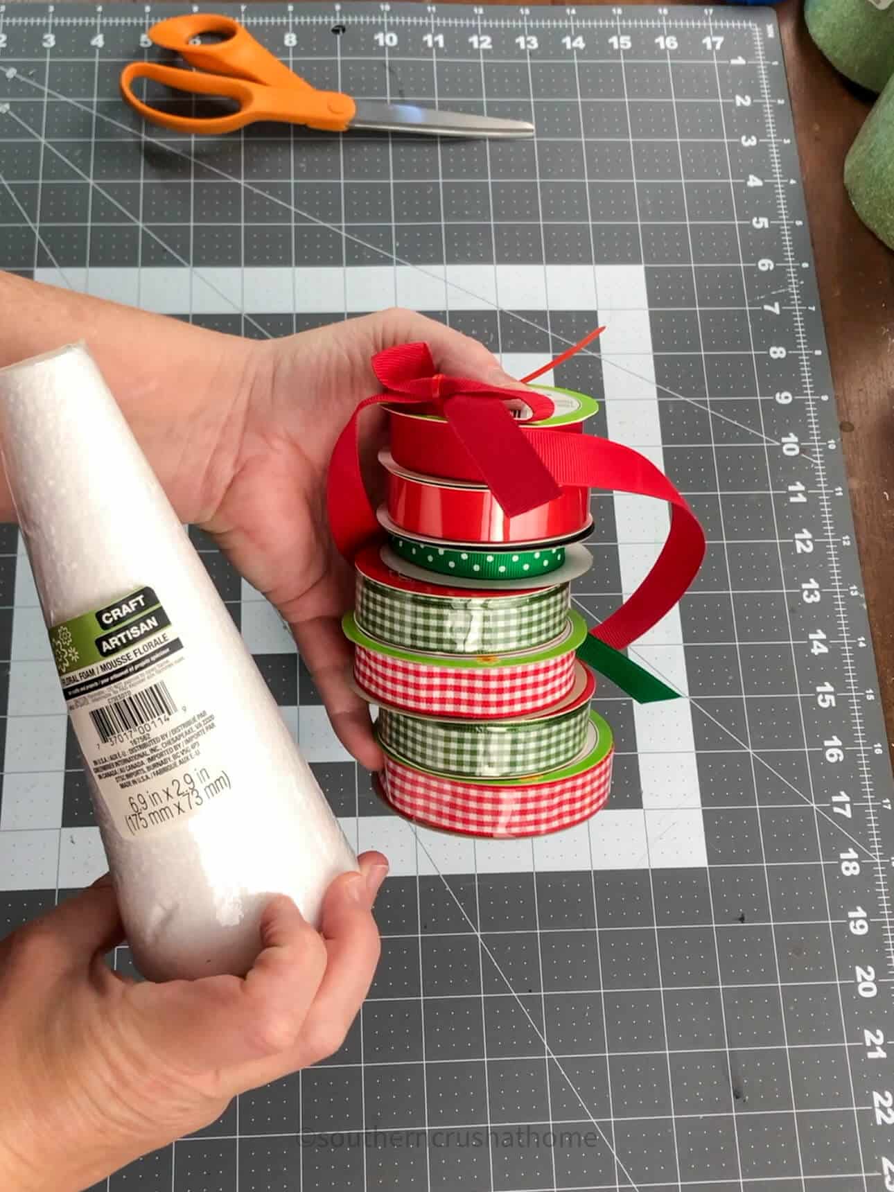 supplies for Ribbon Christmas Tree