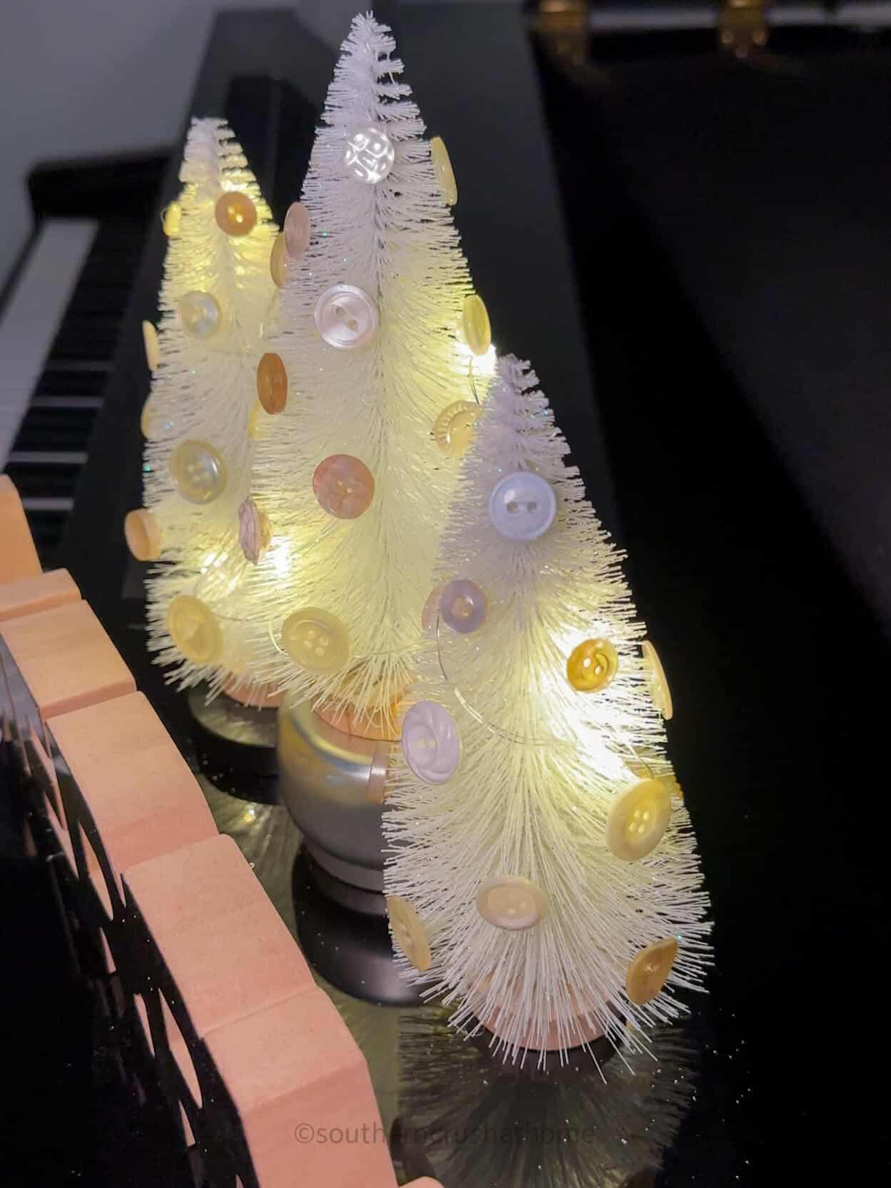 fairy lights on bottle brush trees