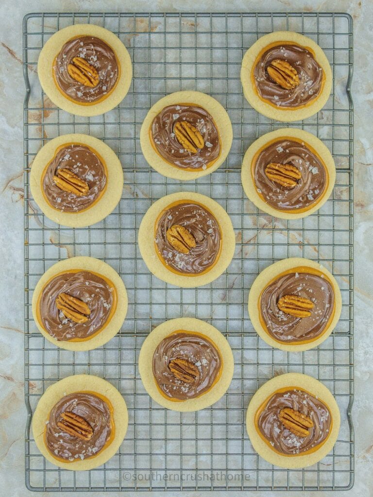 pecans on top of turtle cookies