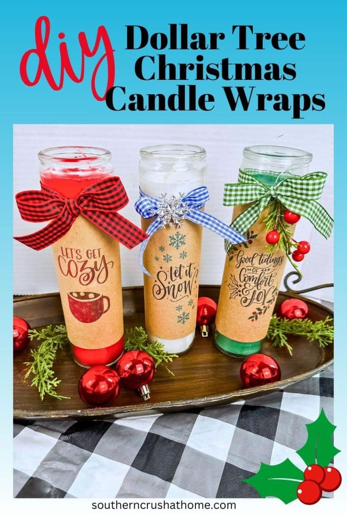 Dollar Tree Pillar Candles DIY with FREE Christmas Printables