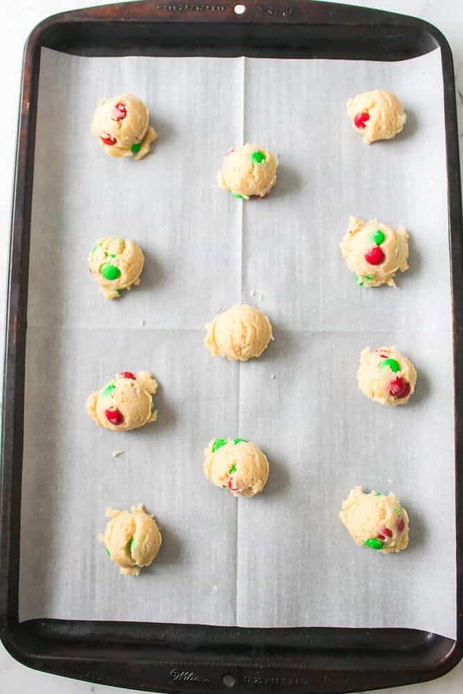 cookie dough on baking sheet