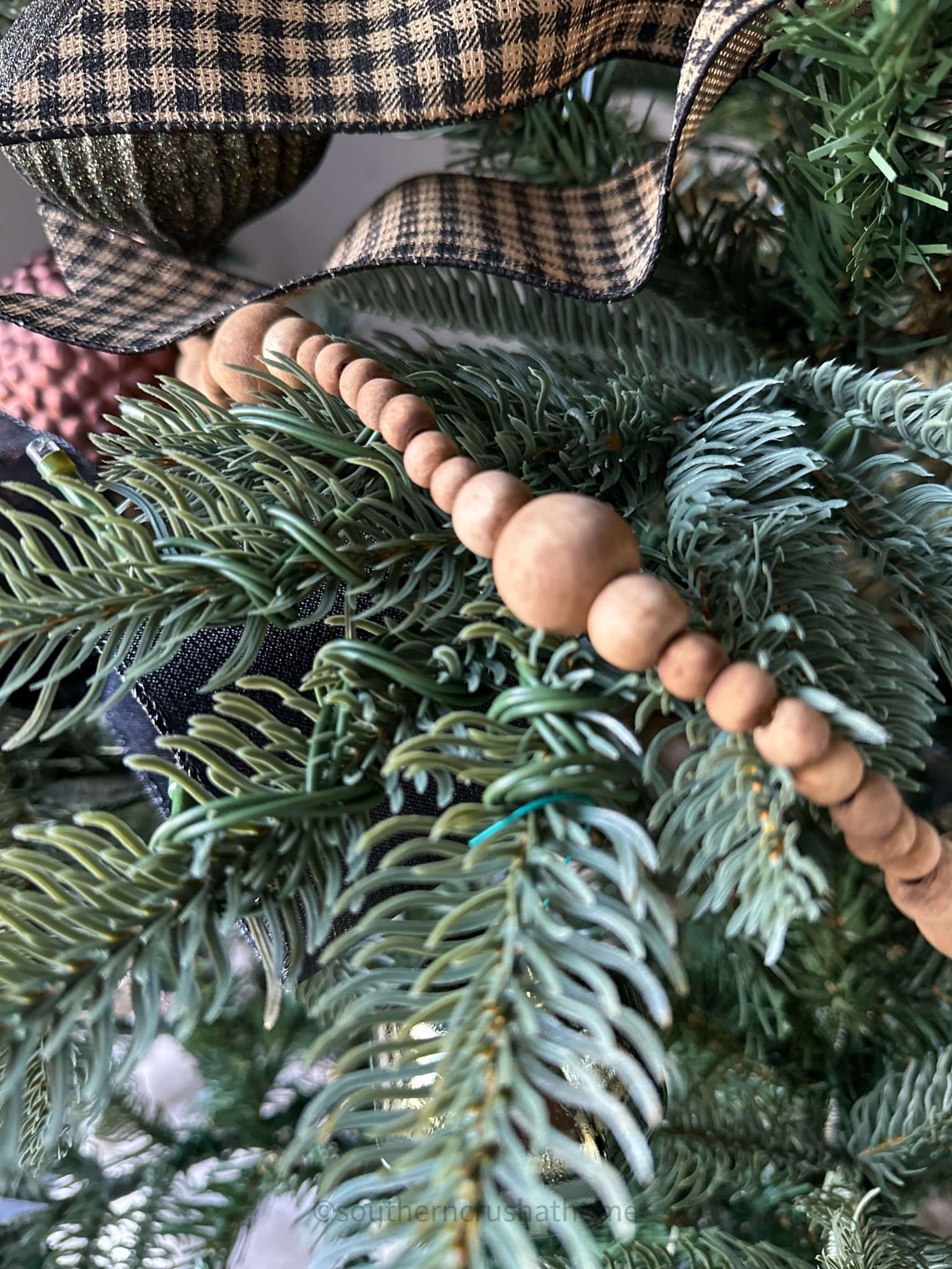 stained bead garland up close