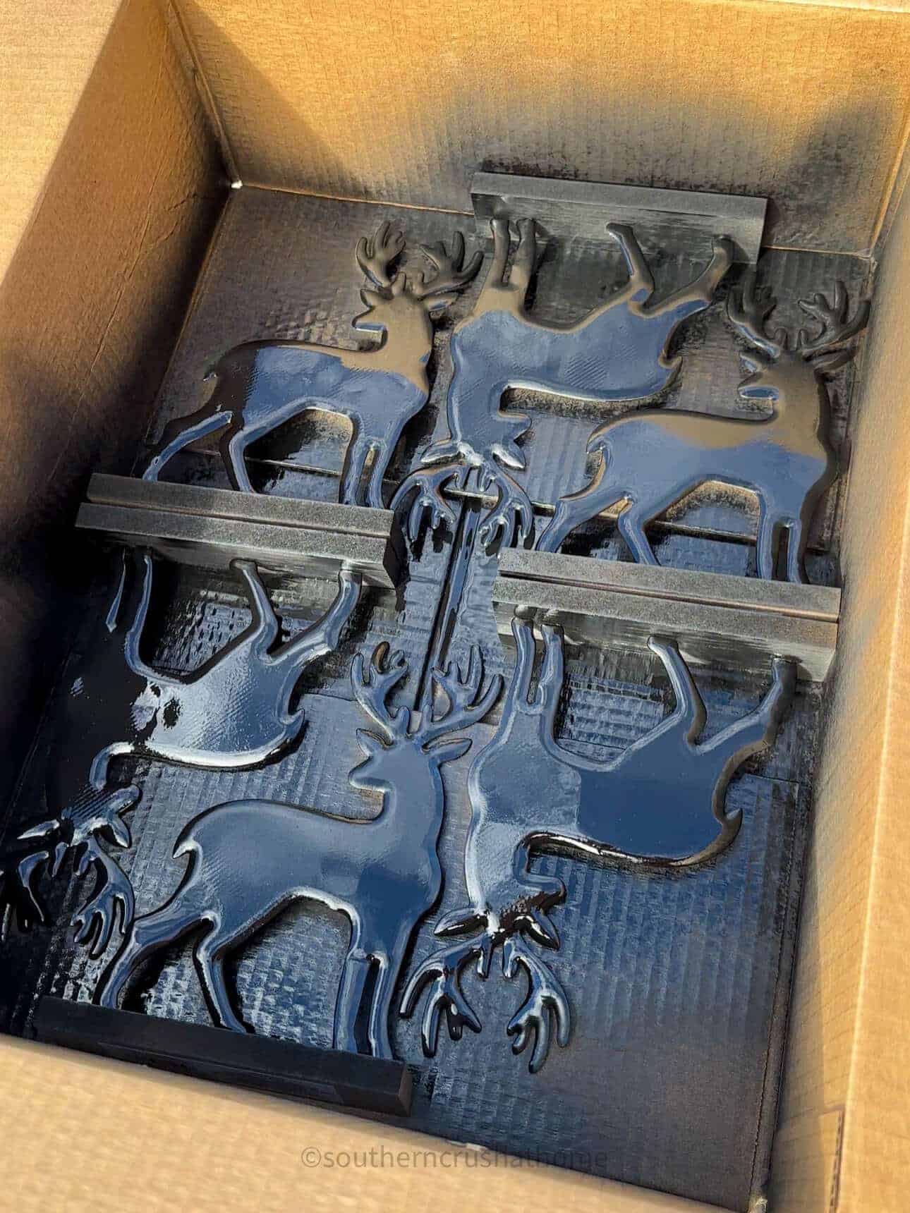 spray painted metal deer