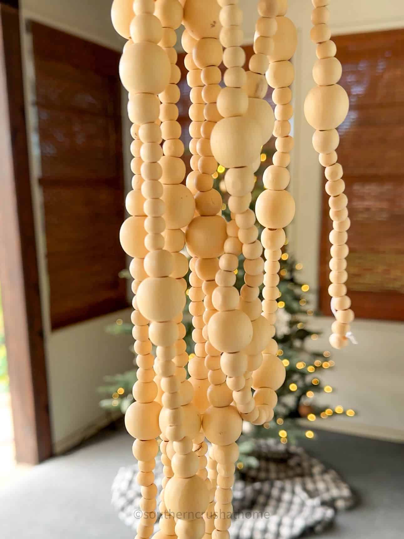 natural wood bead garland