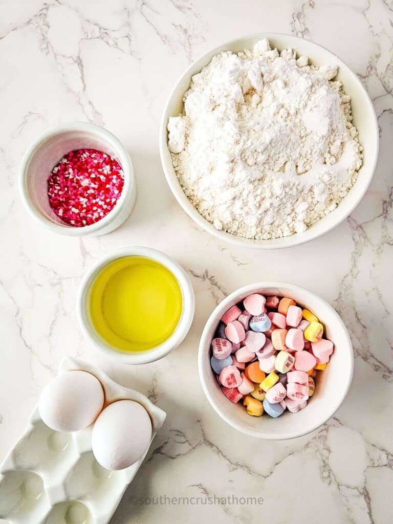 ingredients for making Conversation Hearts Valentine Cookies