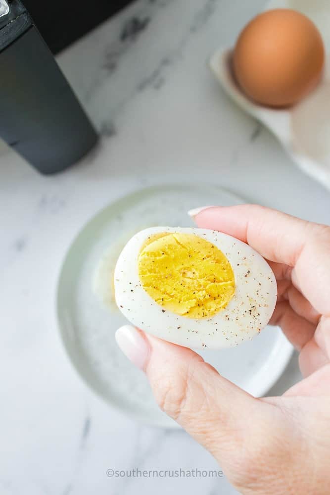 peppered egg half