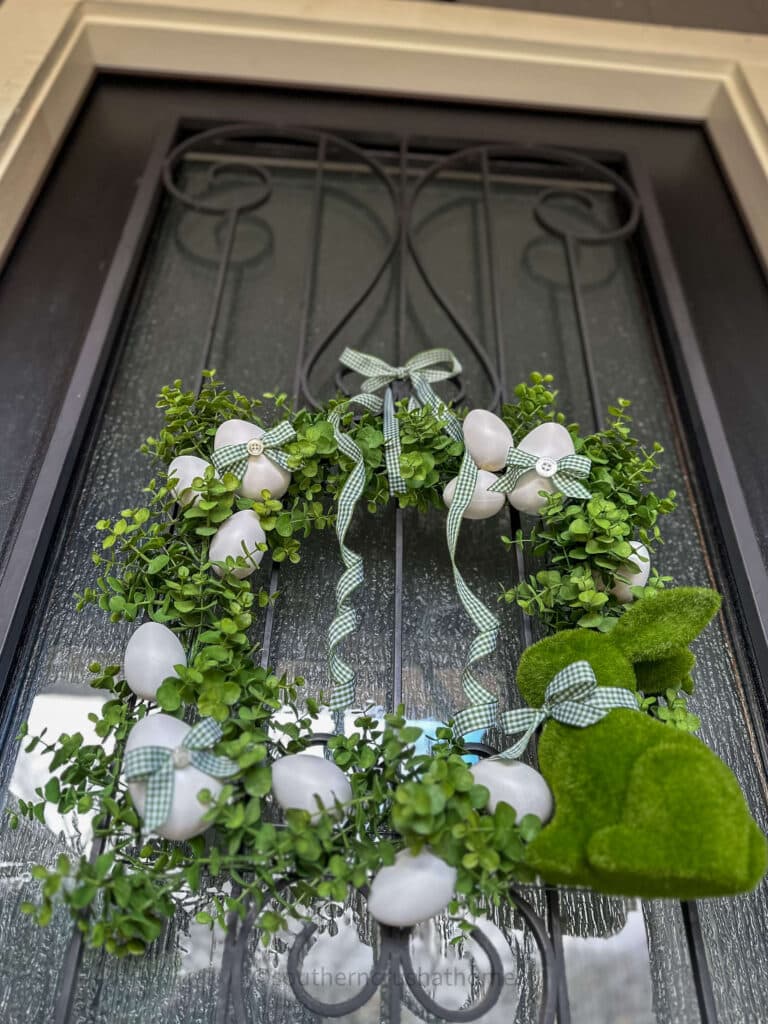 looking up at Plastic Easter Egg Easter Wreath