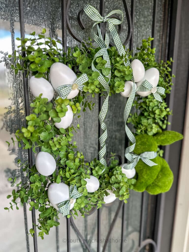 finished hanging Plastic Easter Egg Easter Wreath