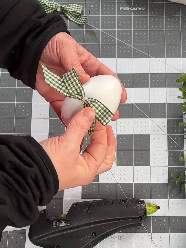 gluing bow to plastic easter egg