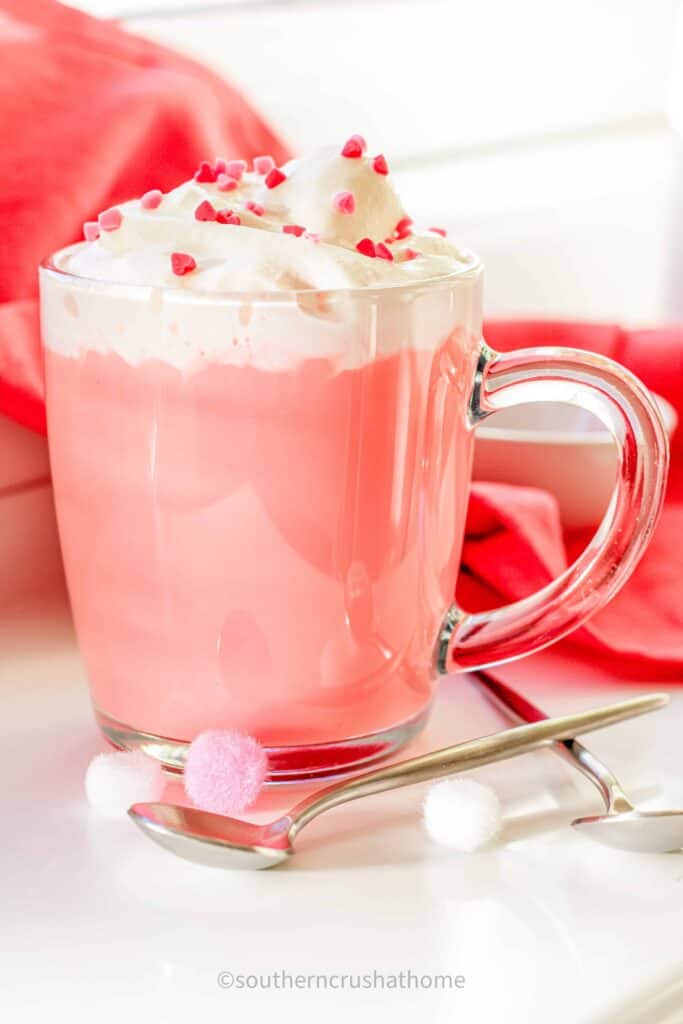 close up Red Velvet Flavor Hot Chocolate