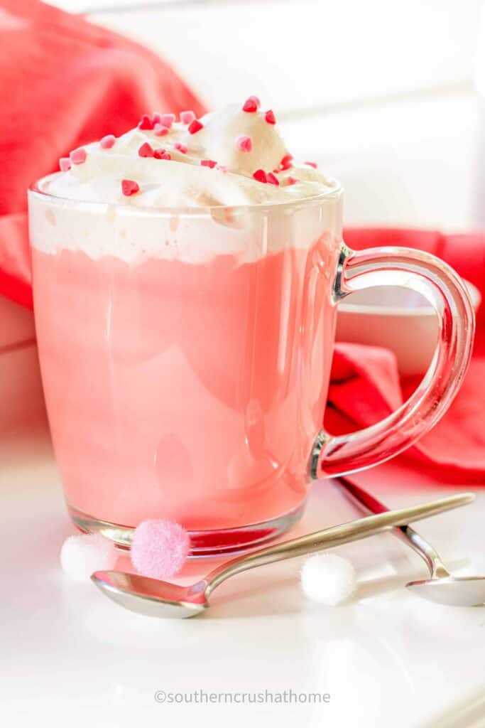 close up Red Velvet Flavor Hot Chocolate