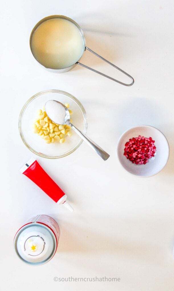 ingredients for Red Velvet Flavor Hot Chocolate