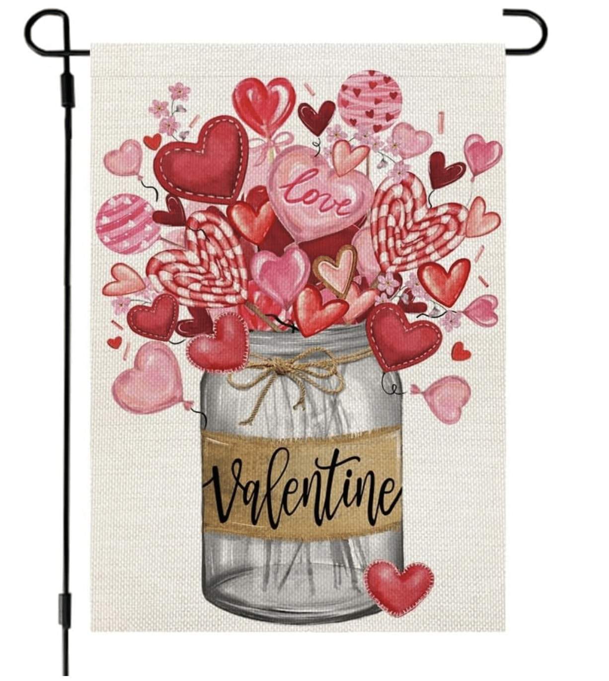 Valentines Day Mason Jar Garden Flag