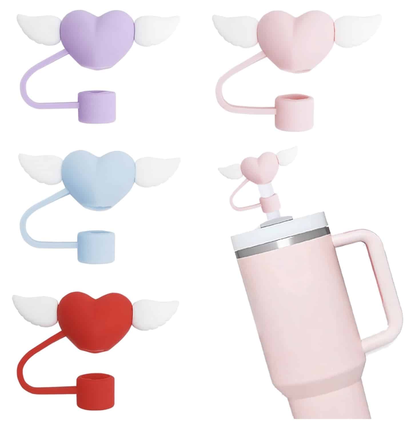 Winged Heart Straw Toppers