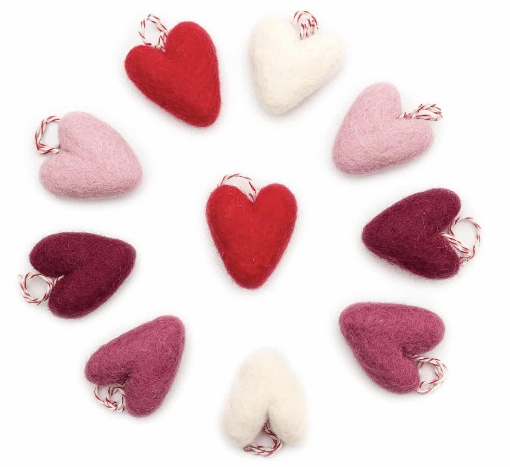 Valentines Day Decor Felt Hearts