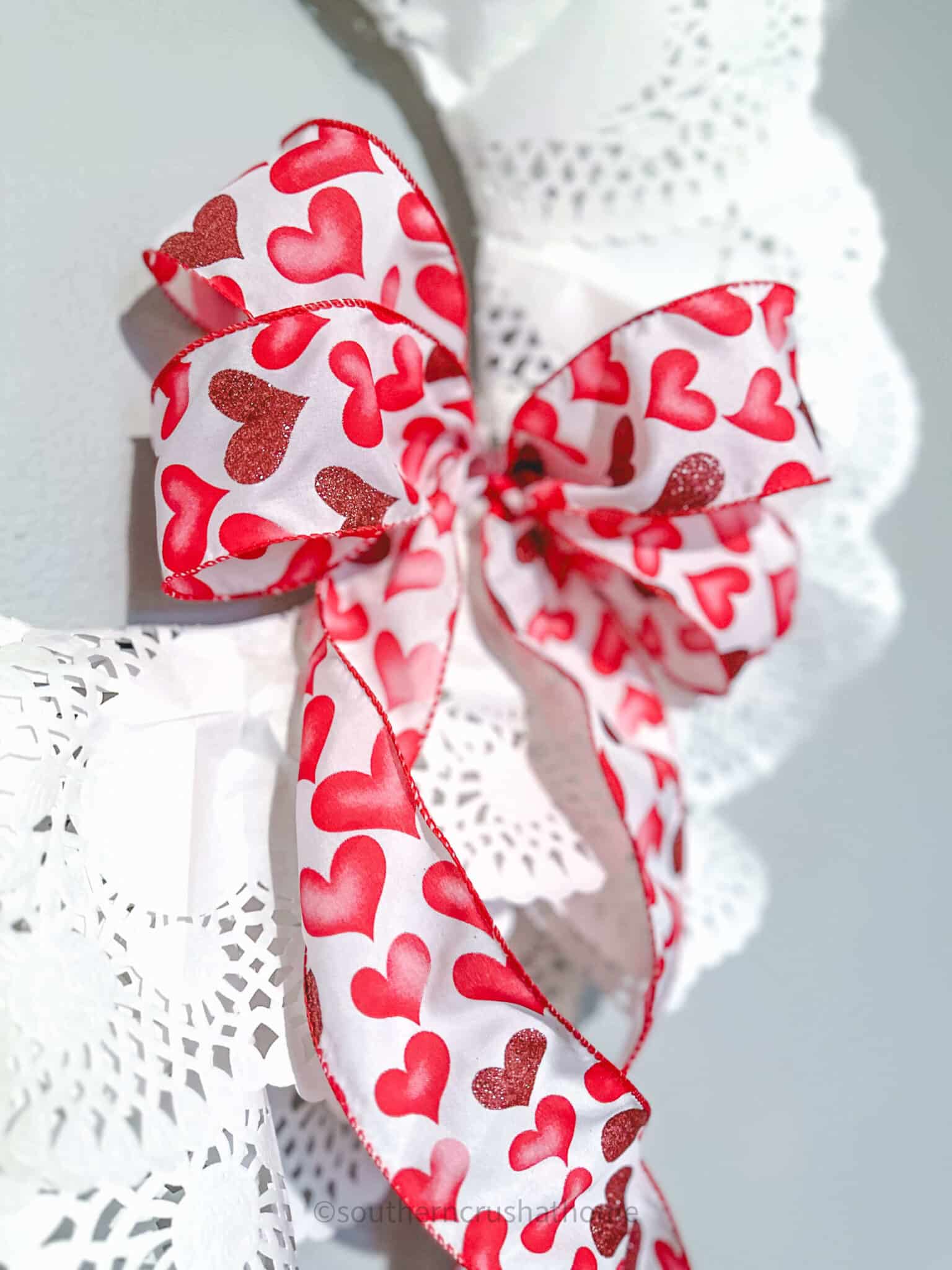 close up of valentines bow