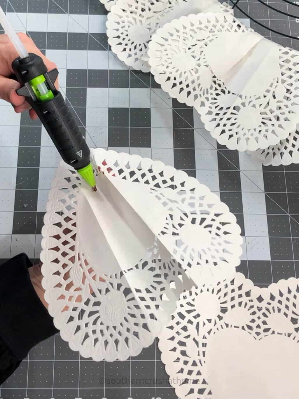 hot gluing doily