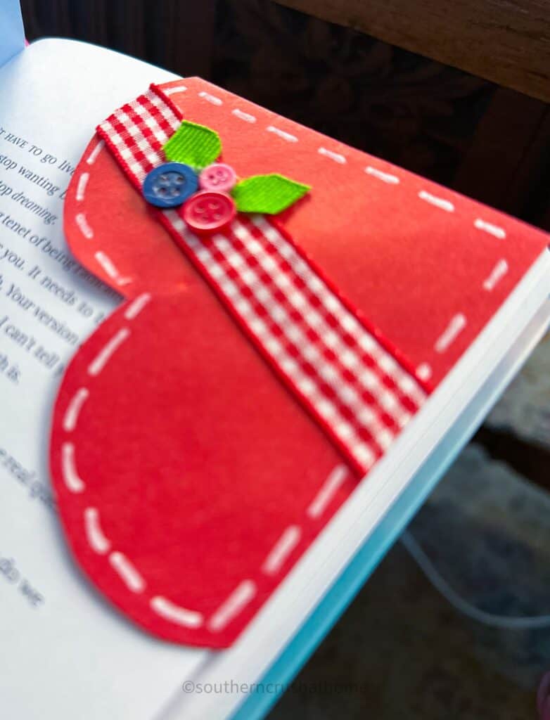close up of paper heart corner bookmark