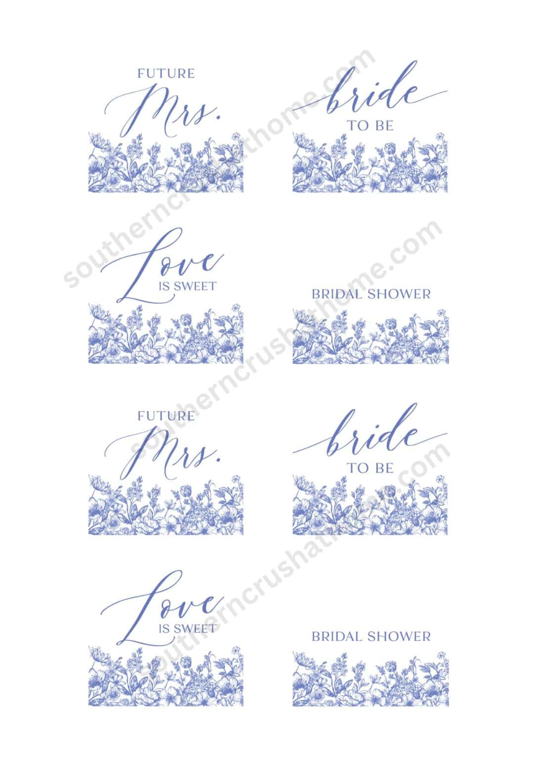 Printable Cupcake Toppers for a Bridal Shower - Southern Crush at Home