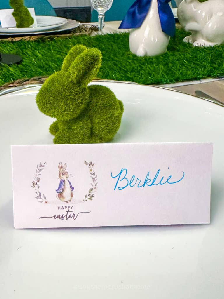 close up of place card for easter