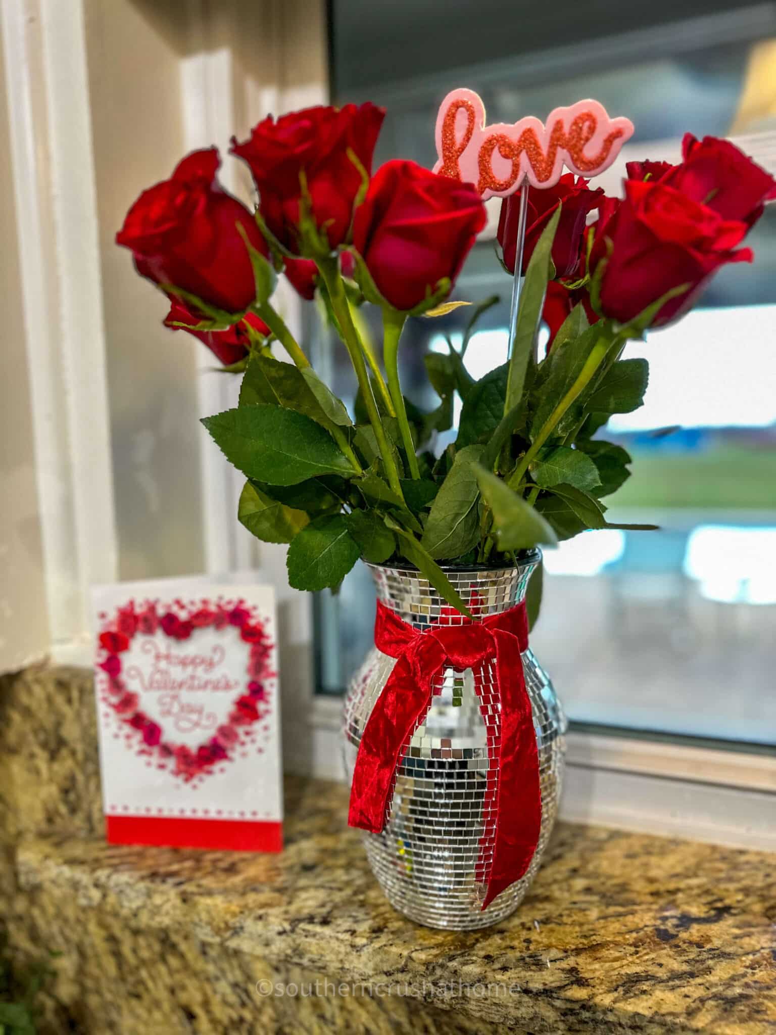 grocery store roses in vase