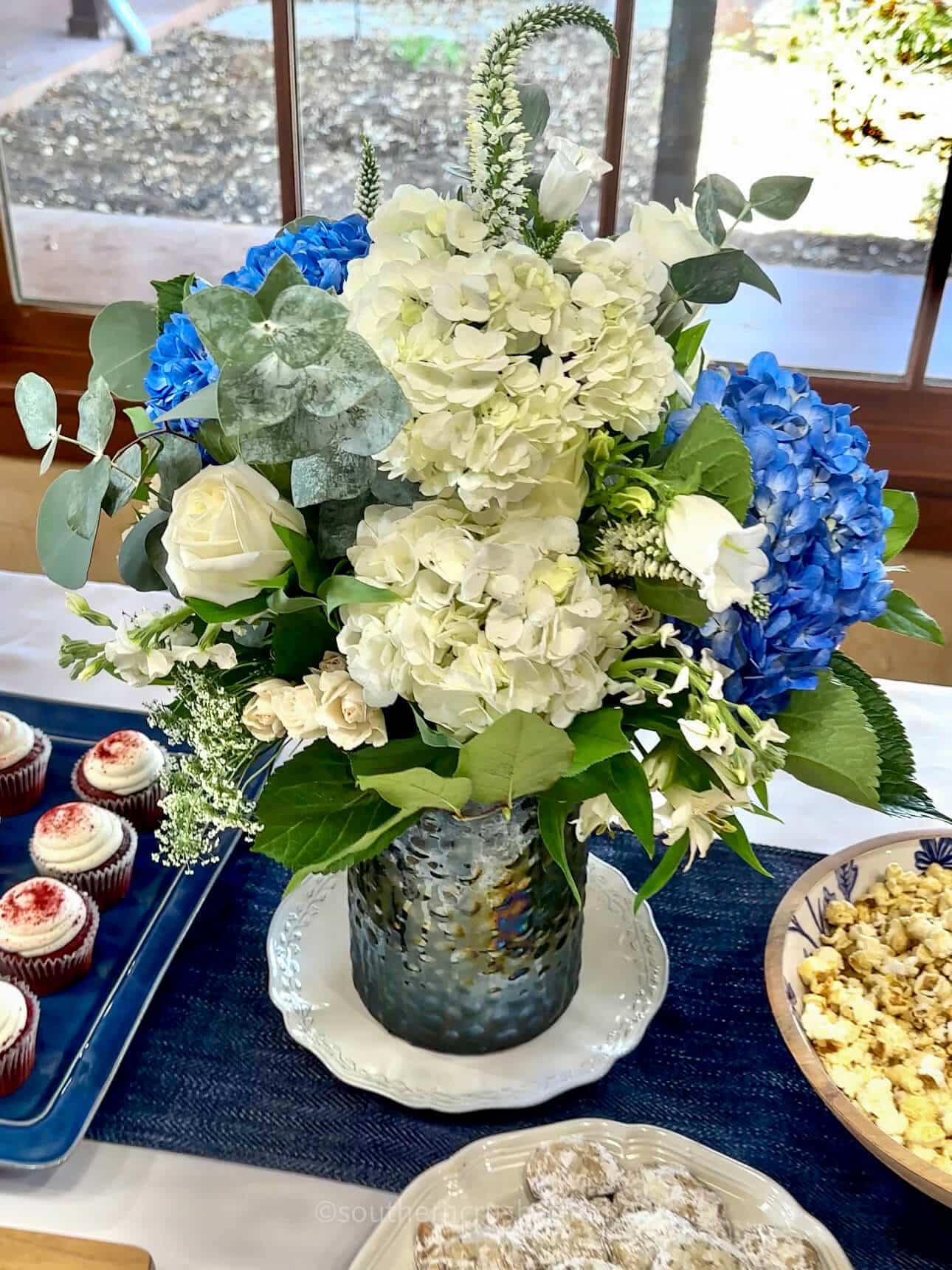 floral arrangement at bridal shower