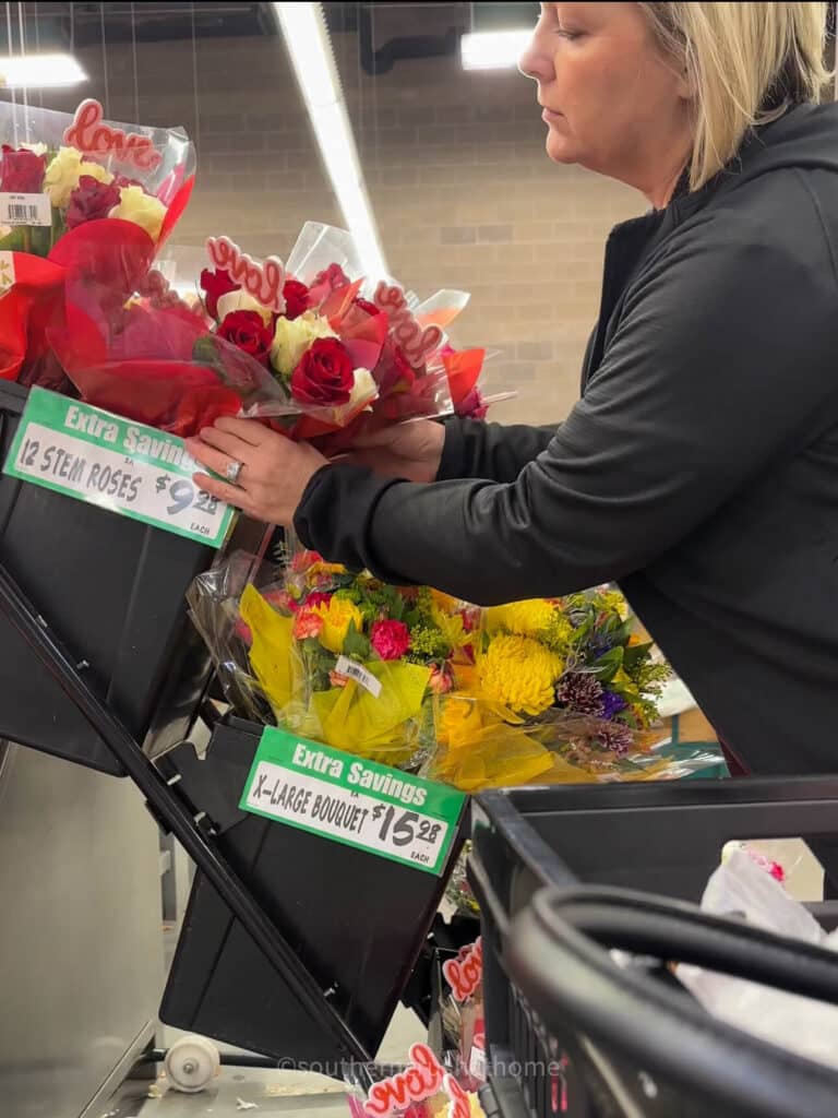 picking out grocery store roses