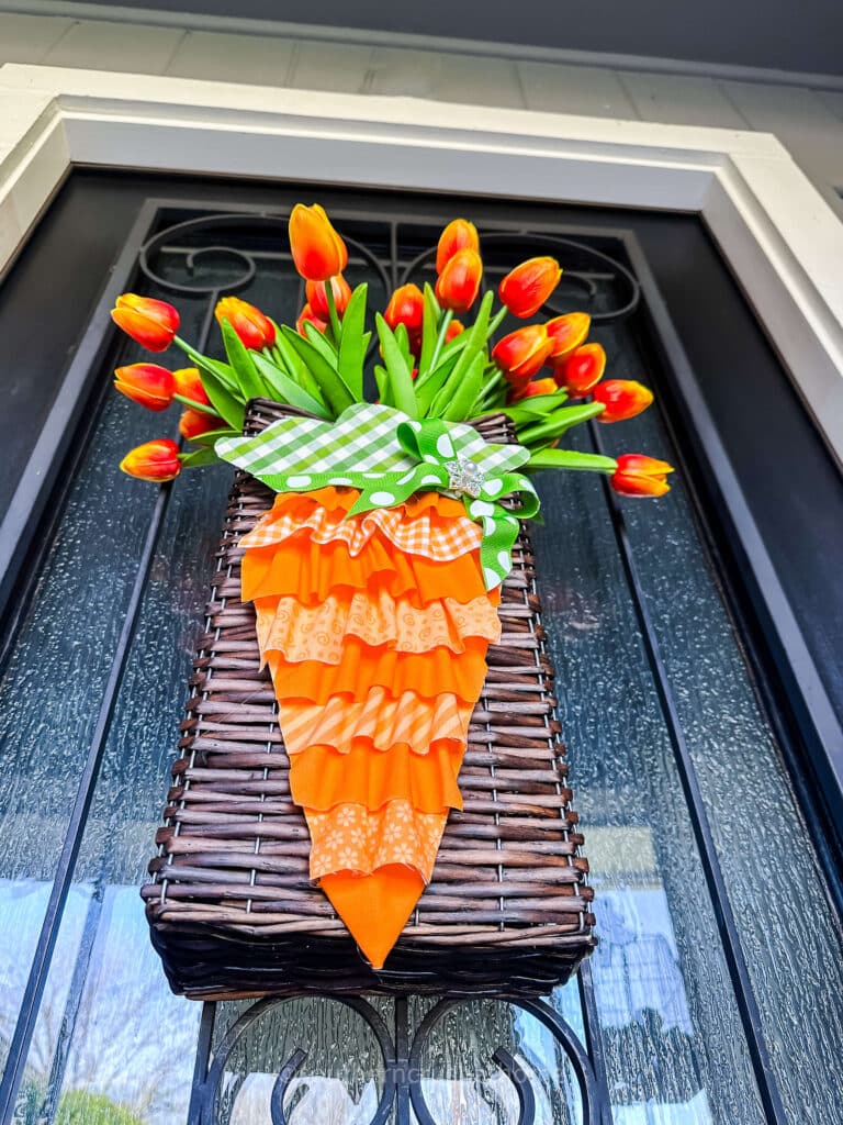 final view of spring wreath with carrot