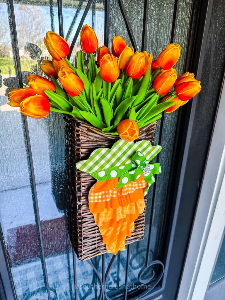 front view of carrot wreath