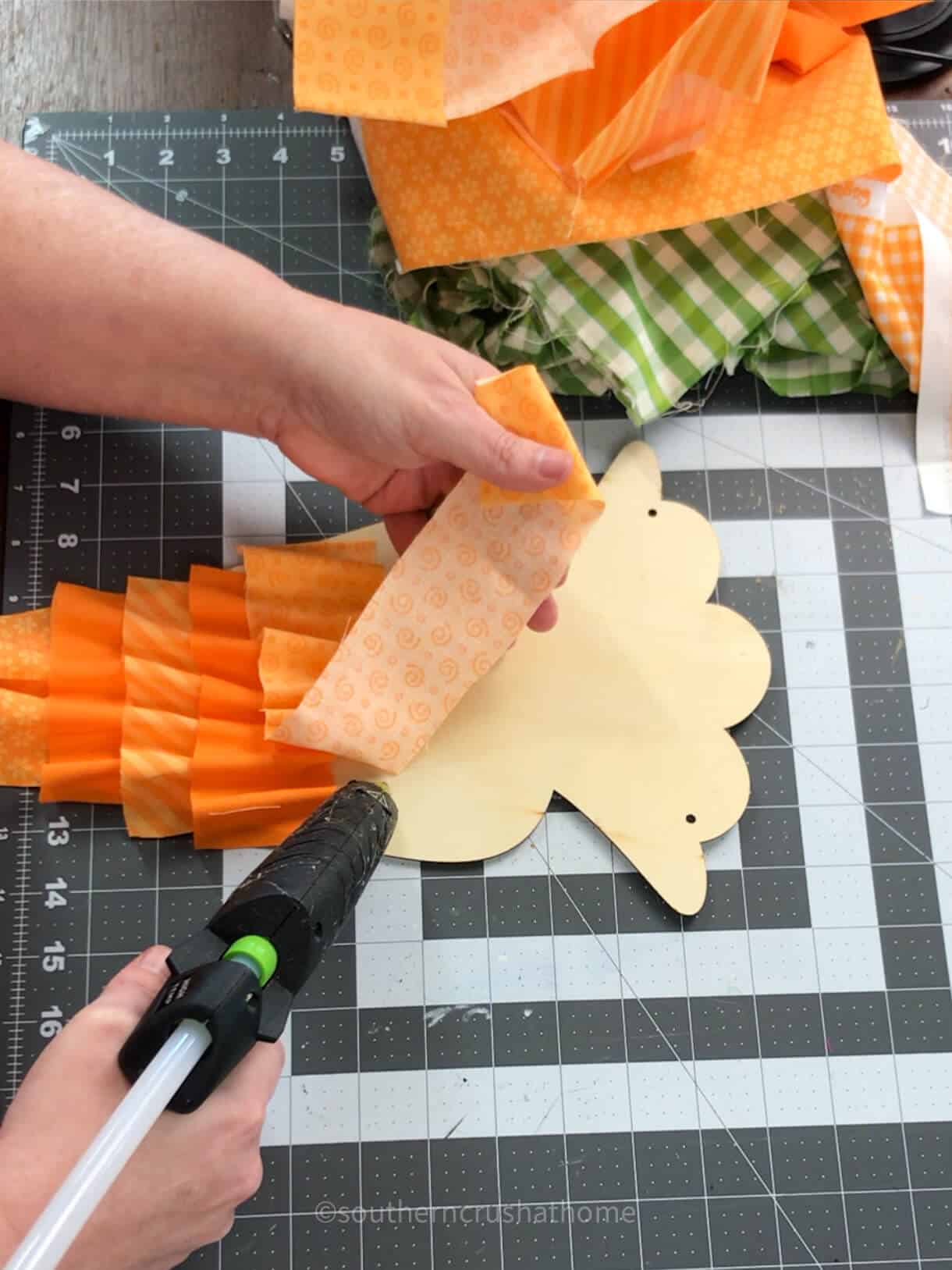 gluing ruffle fabric