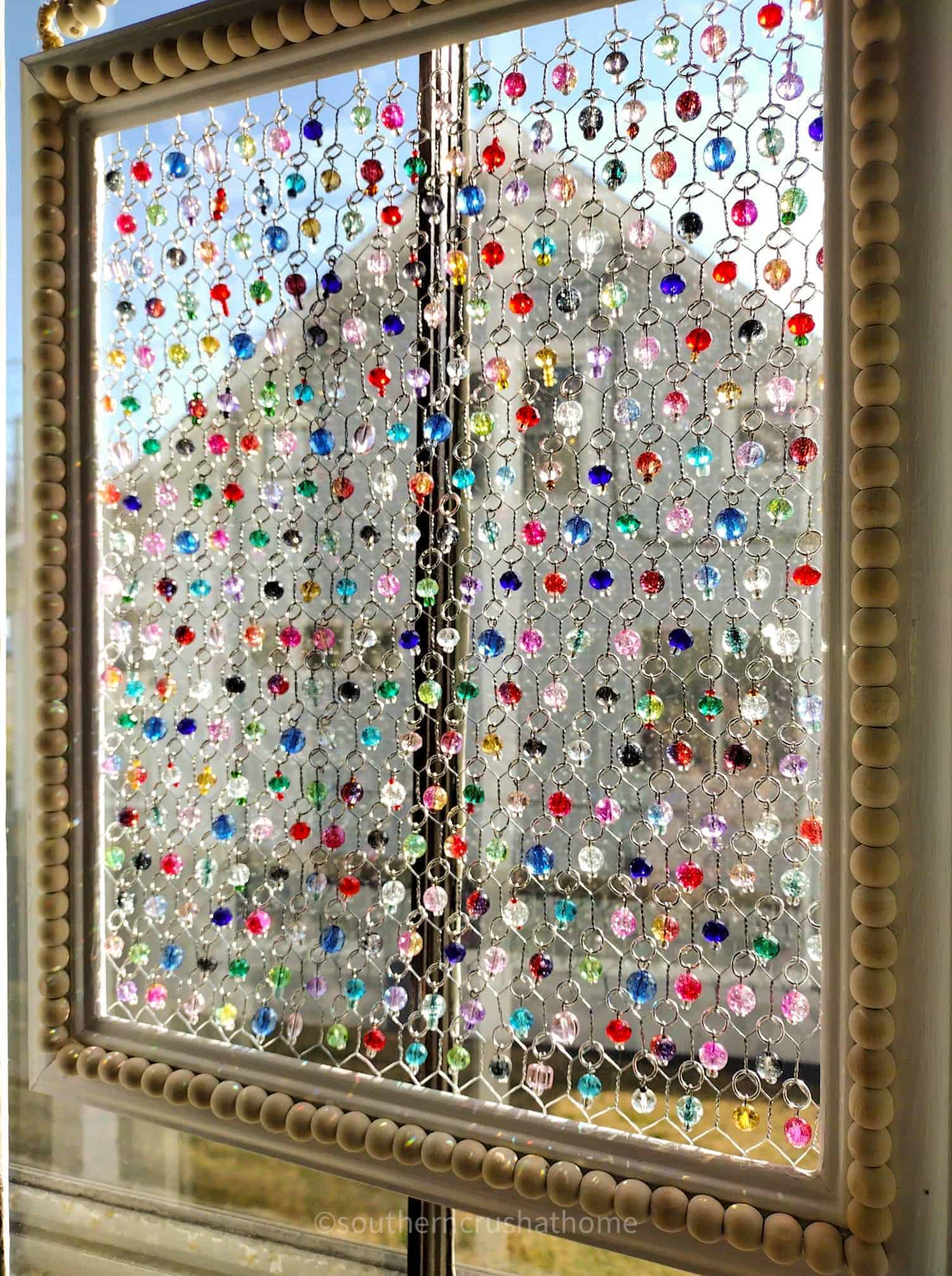 wood bead framed sun catcher