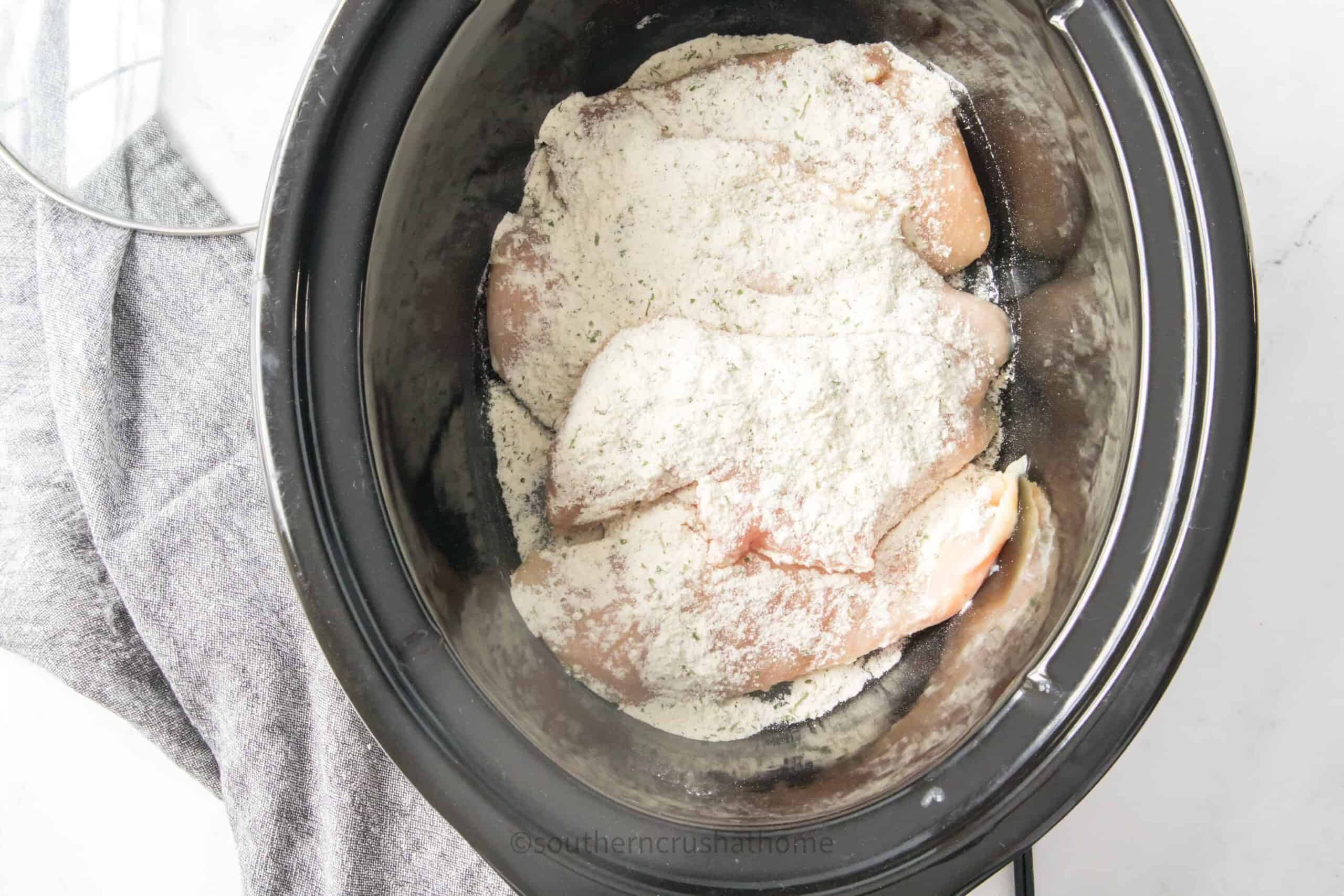 ranch powder on raw chicken in crockpot