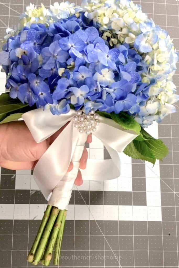 close up of hydrangea bouquet