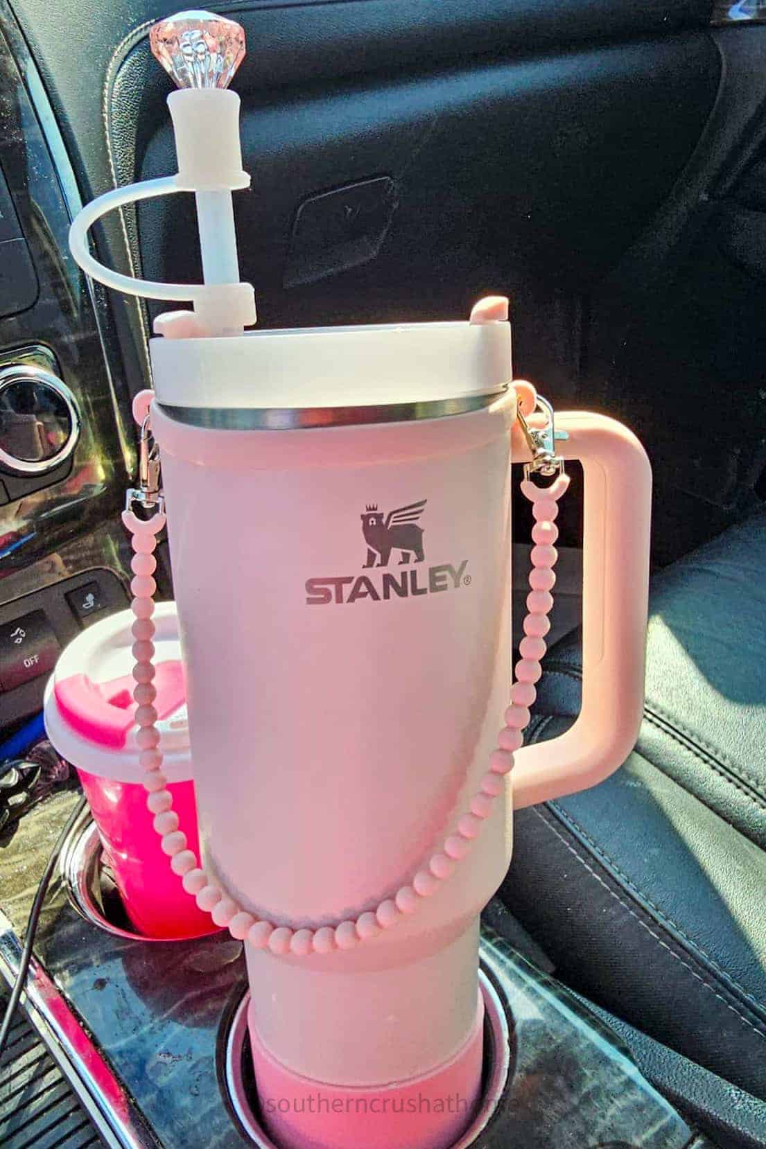 Pink Stanley cup with pink chain