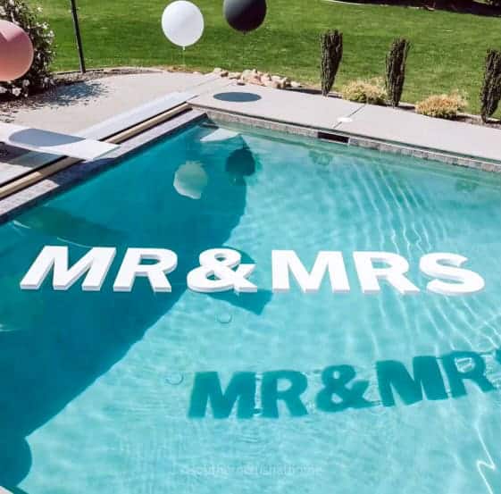 mr and mrs floating monogram for wedding decor