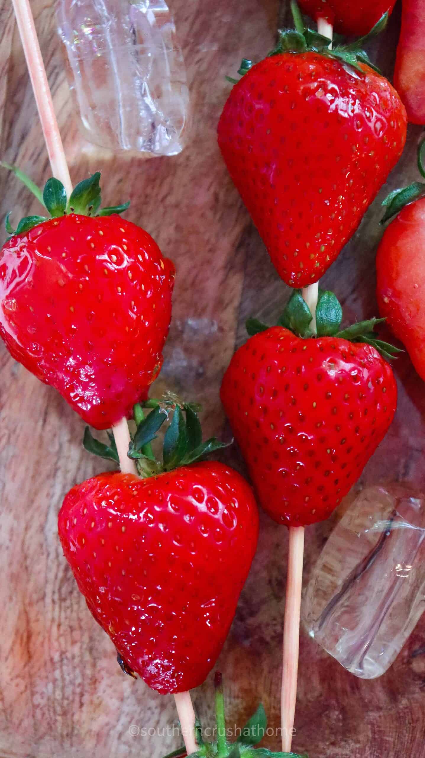 dipped strawberries on skewer