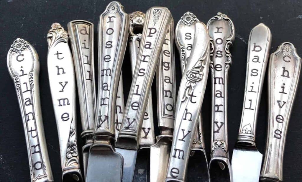 antique silverware garden markers
