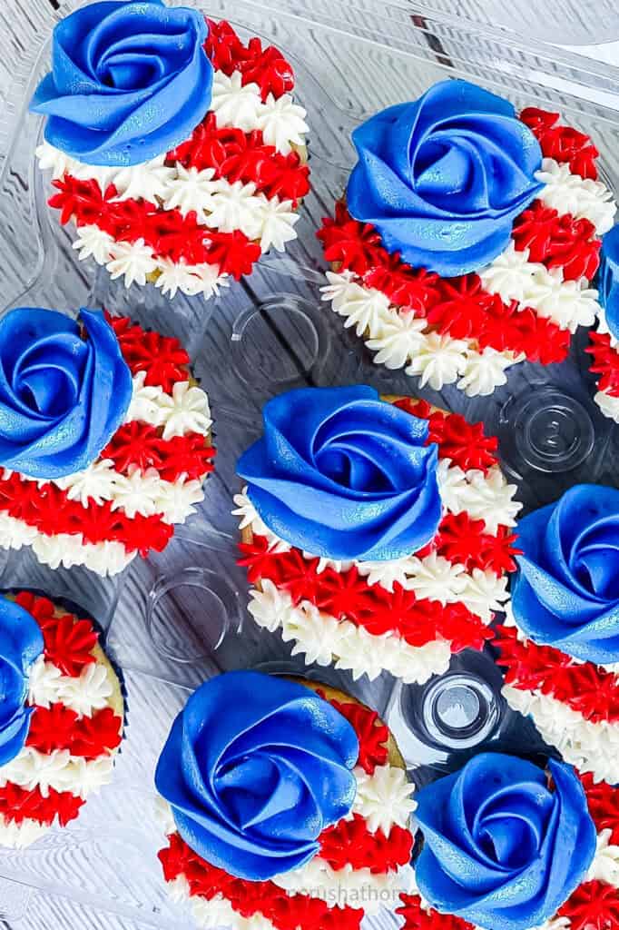 rosette flag cupcakes