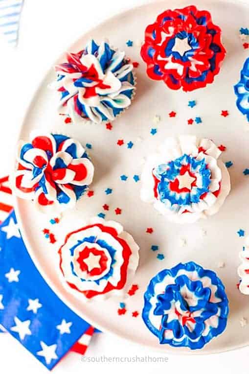 red white and blue cupcakes