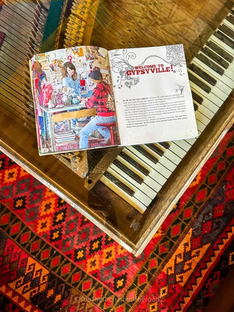 junk gypsy book opened on the coffee table